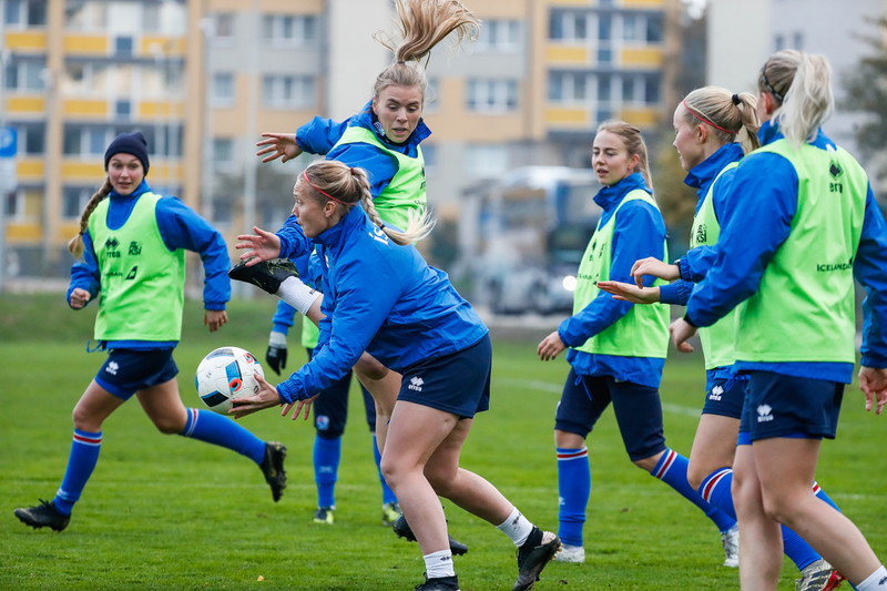 Myndaveisla: Ísland æfði á Ólympíuleikvangnum í Liepaja