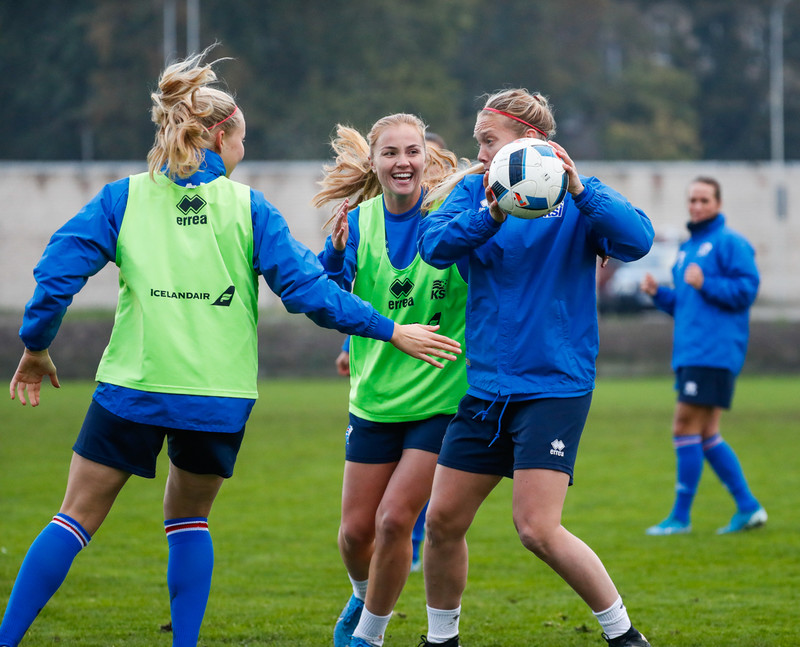 Myndaveisla: Ísland æfði á Ólympíuleikvangnum í Liepaja