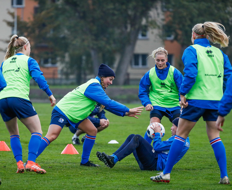 Myndaveisla: Ísland æfði á Ólympíuleikvangnum í Liepaja