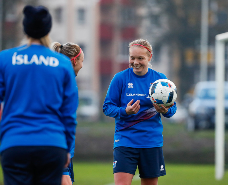 Myndaveisla: Ísland æfði á Ólympíuleikvangnum í Liepaja