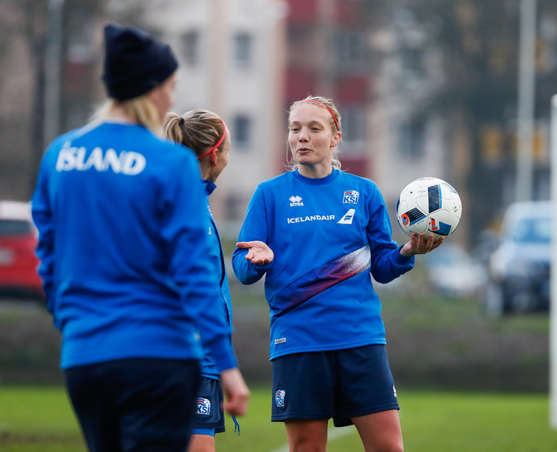 Myndaveisla: Ísland æfði á Ólympíuleikvangnum í Liepaja