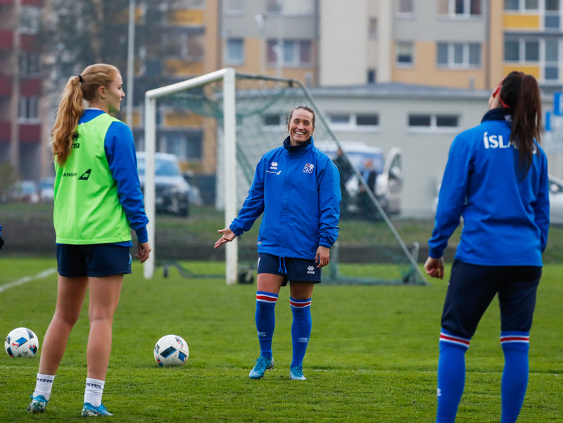 Myndaveisla: Ísland æfði á Ólympíuleikvangnum í Liepaja