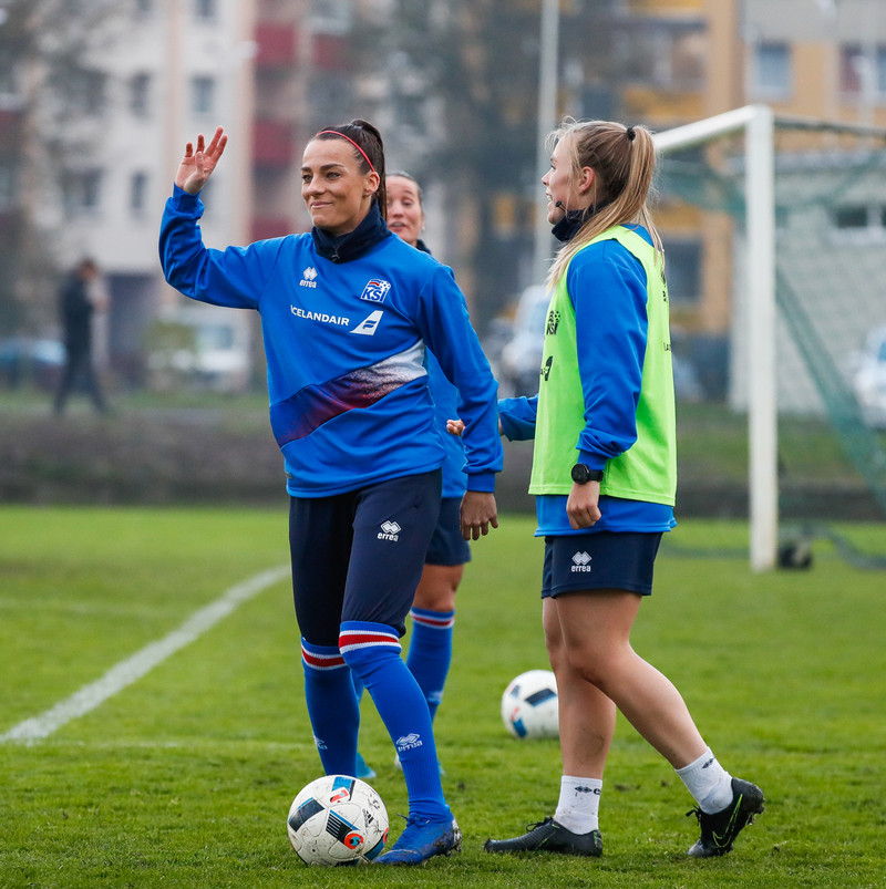 Myndaveisla: Ísland æfði á Ólympíuleikvangnum í Liepaja