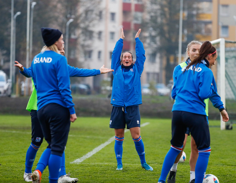 Myndaveisla: Ísland æfði á Ólympíuleikvangnum í Liepaja