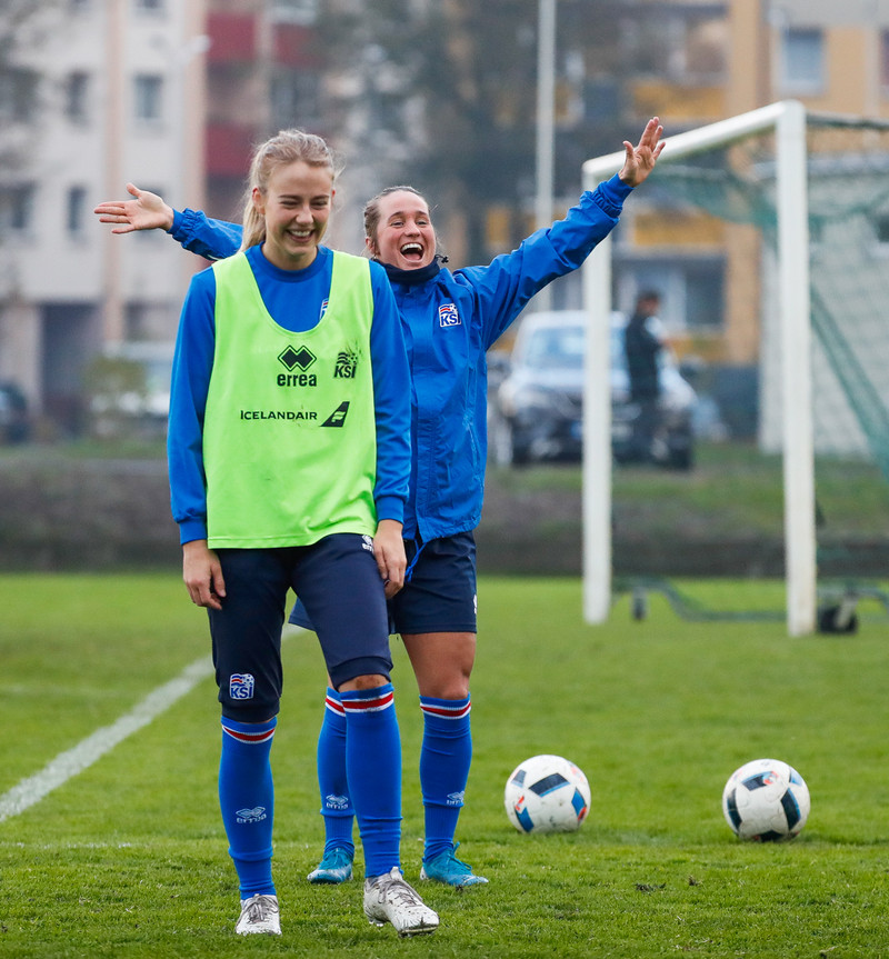 Myndaveisla: Ísland æfði á Ólympíuleikvangnum í Liepaja