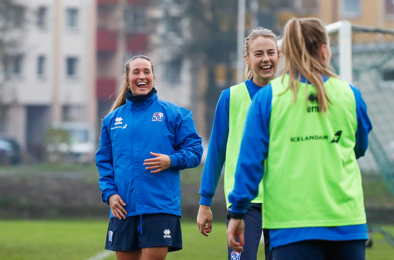 Myndaveisla: Ísland æfði á Ólympíuleikvangnum í Liepaja