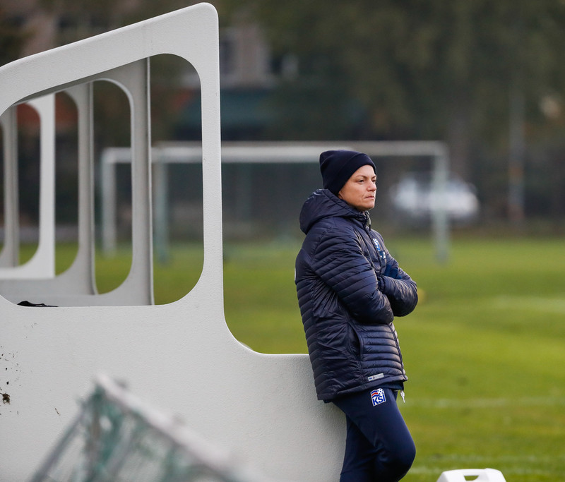 Myndaveisla: Ísland æfði á Ólympíuleikvangnum í Liepaja