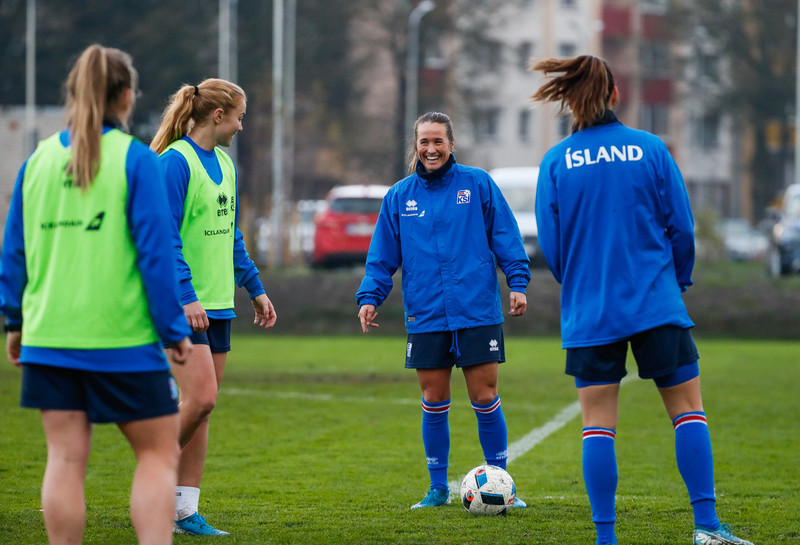 Myndaveisla: Ísland æfði á Ólympíuleikvangnum í Liepaja
