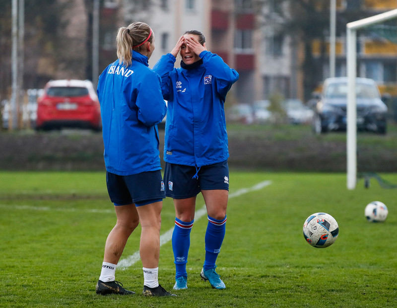 Myndaveisla: Ísland æfði á Ólympíuleikvangnum í Liepaja