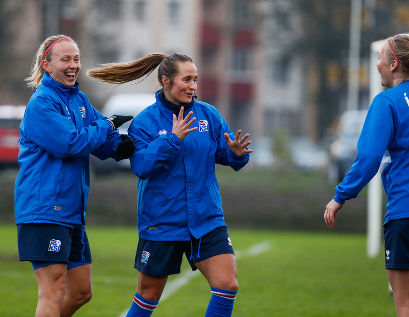 Myndaveisla: Ísland æfði á Ólympíuleikvangnum í Liepaja