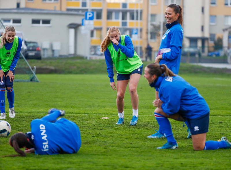 Myndaveisla: Ísland æfði á Ólympíuleikvangnum í Liepaja