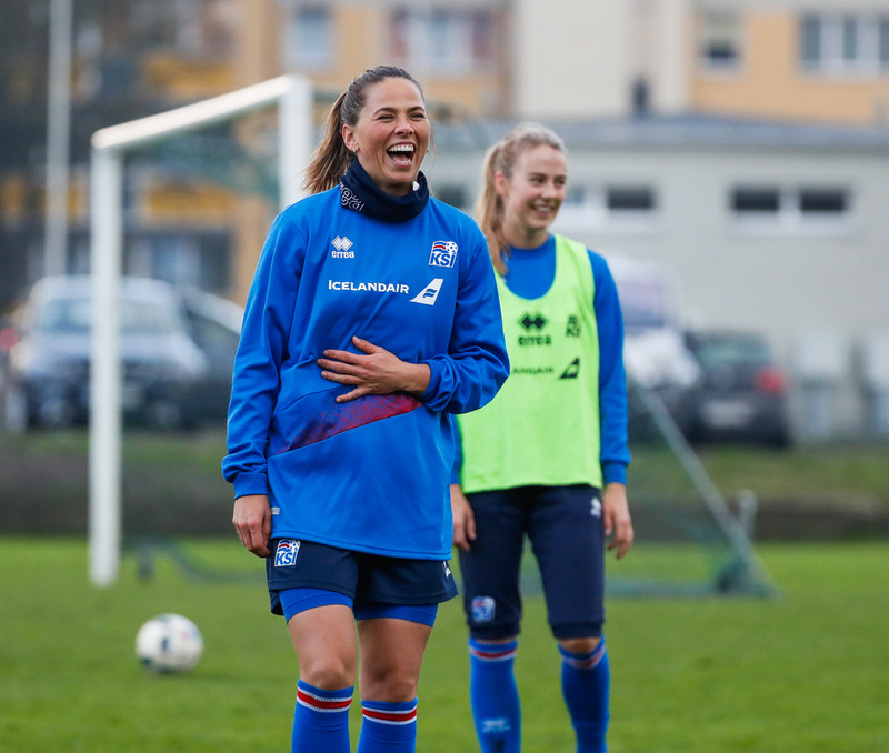 Myndaveisla: Ísland æfði á Ólympíuleikvangnum í Liepaja