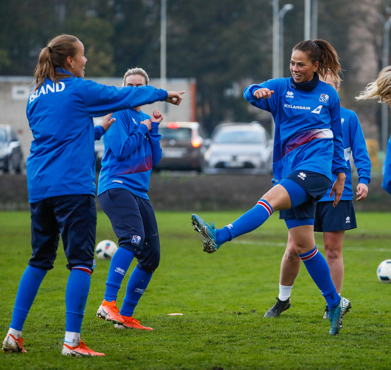 Myndaveisla: Ísland æfði á Ólympíuleikvangnum í Liepaja