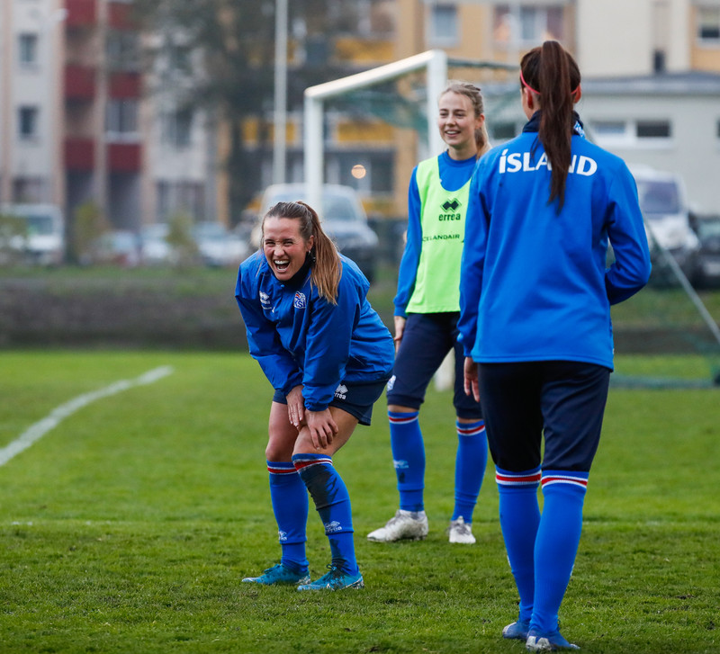 Myndaveisla: Ísland æfði á Ólympíuleikvangnum í Liepaja