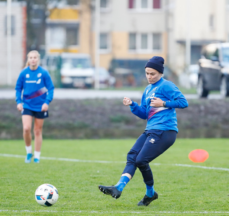 Myndaveisla: Ísland æfði á Ólympíuleikvangnum í Liepaja