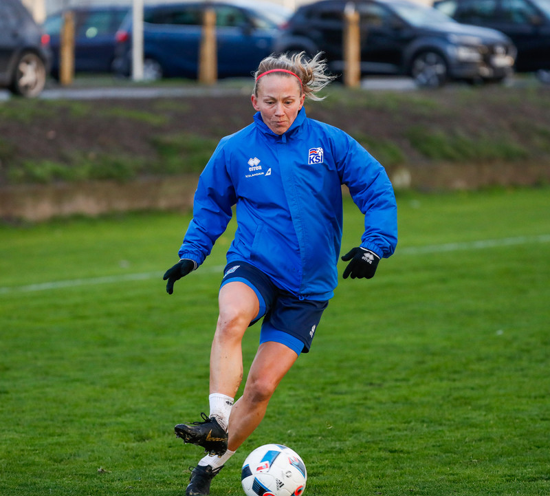 Myndaveisla: Ísland æfði á Ólympíuleikvangnum í Liepaja