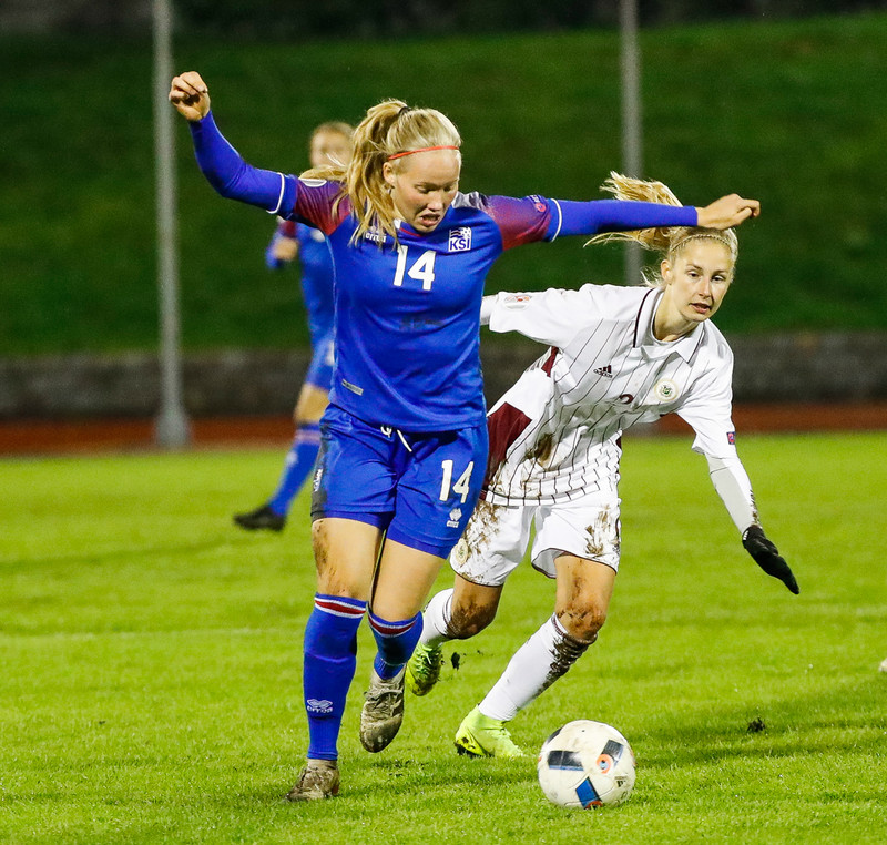 Myndaveisla frá stórsigri Íslands í Lettlandi í kvöld