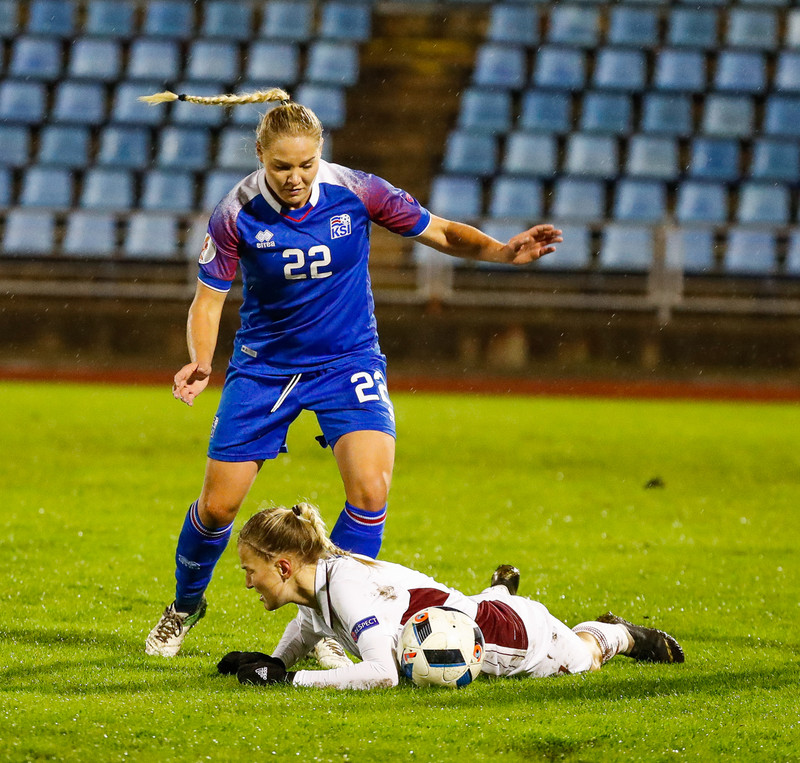 Myndaveisla frá stórsigri Íslands í Lettlandi í kvöld