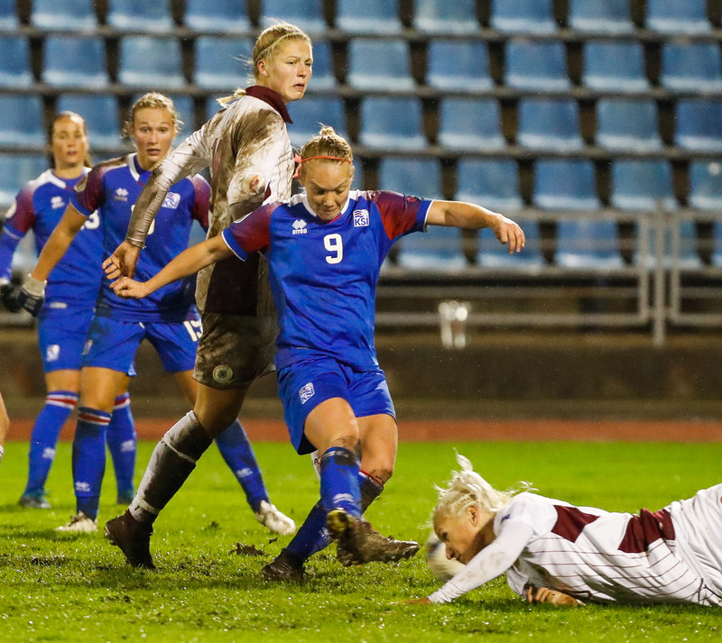 Myndaveisla frá stórsigri Íslands í Lettlandi í kvöld