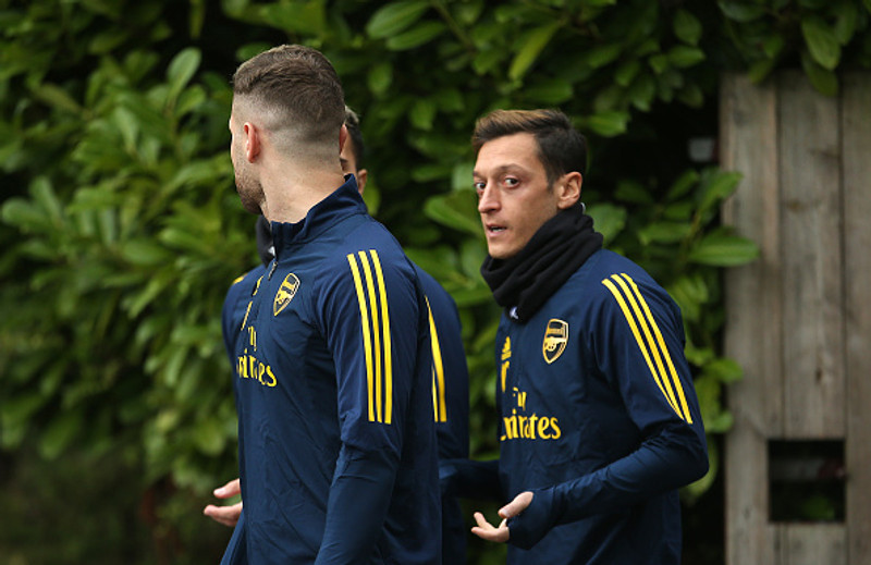 Özil á æfingu í dag.