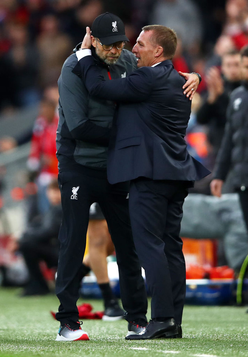 Brendan Rodgers og Jurgen Klopp.