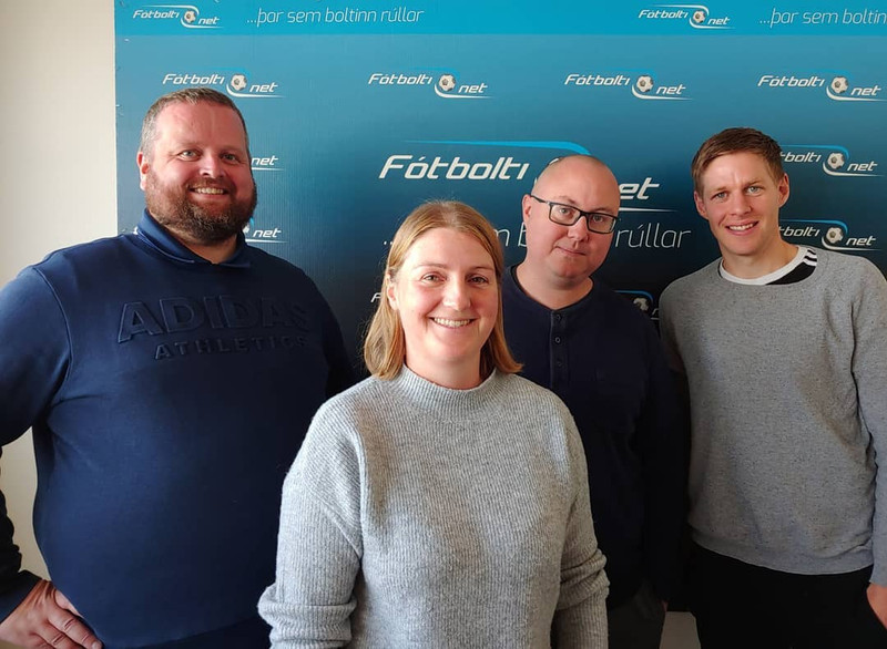Hafliði Breiðfjörð framkvæmdastjóri, ritstjórarnir Magnús Már Einarsson og Elvar Geir Magnússon og Mist Rúnarsdóttir. Þau hafa unnið við vefinn í 17 ár.