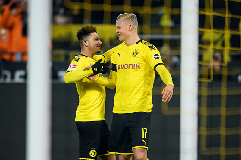 Sancho og Haaland voru á skotskónum.