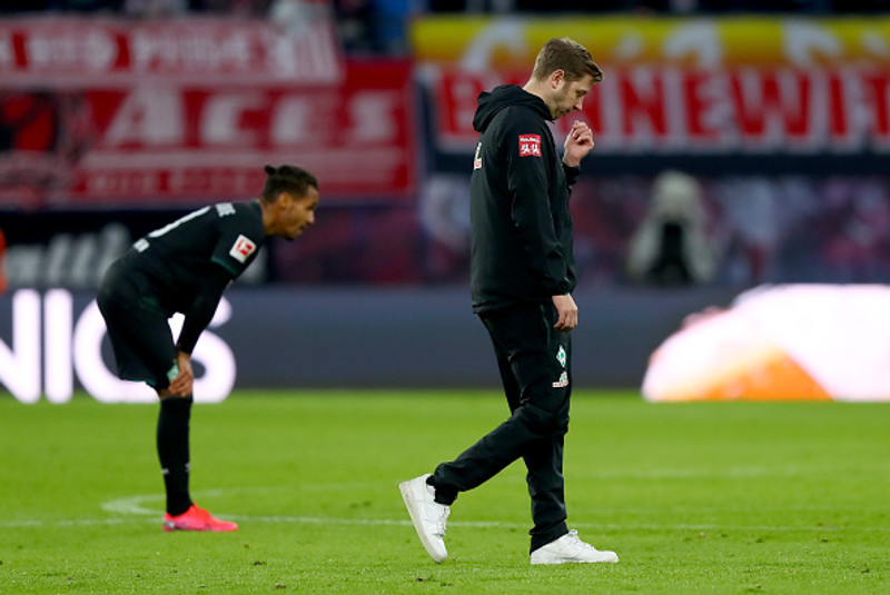 Florian Kohfeldt þjálfari Werder Bremen er ennþá með stuðning.