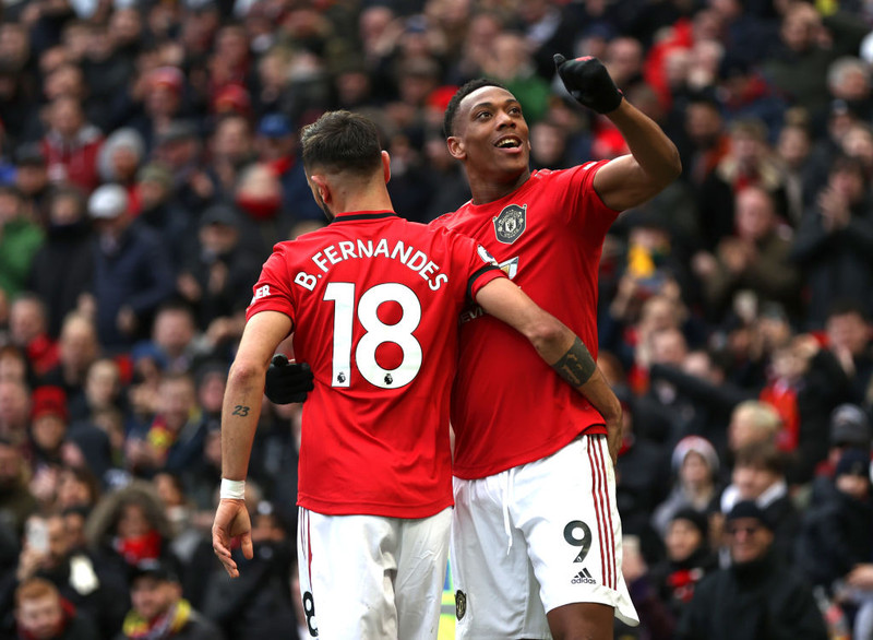 Fernandes og Martial voru báðir á skotskónum í dag.
