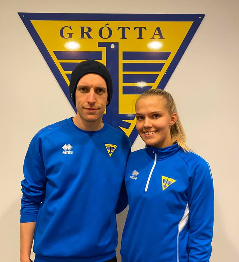 Signý Ylfa Sigurðardóttir og Magnús Örn Helgason, þjálfari Gróttu