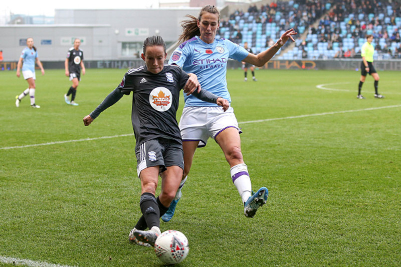 Abbi Grant, hér í leik með Birmingham gegn Man City, skoraði bæði sigurmark gegn Íslandi og í dag gegn Norður-Írlandi.