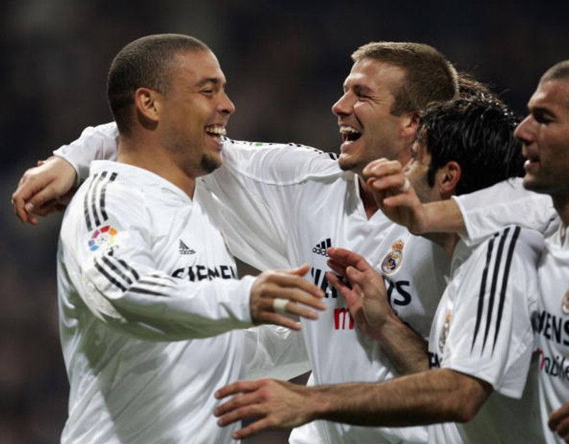 Ronaldo og Beckham glaðir.