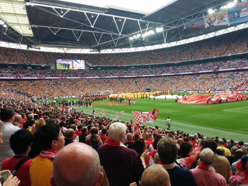 Úr stúkunni á Wembley.