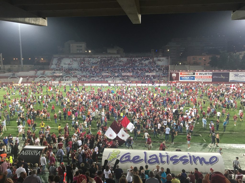 Við leikslok í úrslitaleik Trapani og Piacenza þann 15. júní 2019.