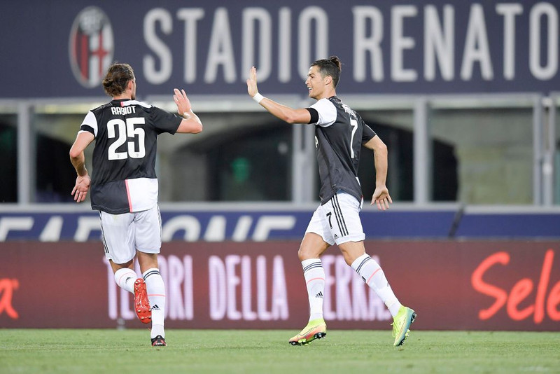 Ronaldo skoraði annað mark Juve í kvöld.