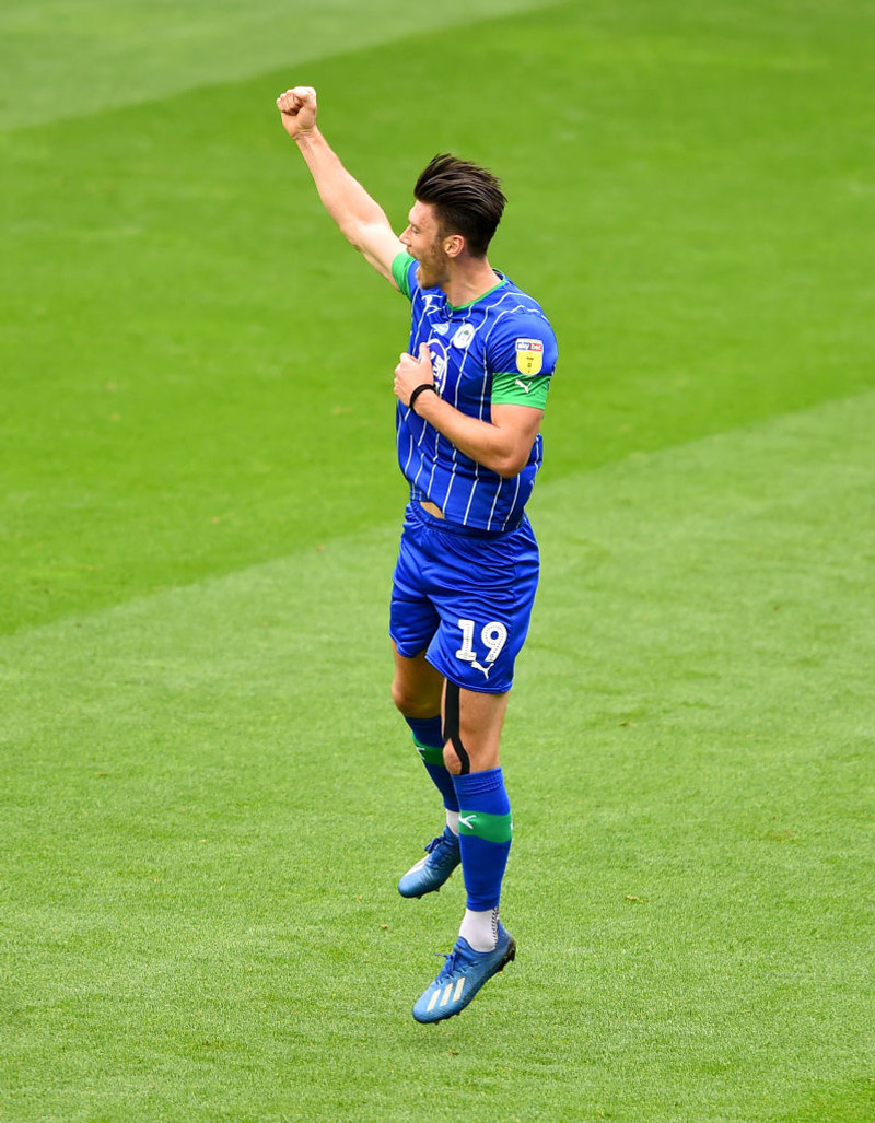 Kieffer Moore fagnar marki gegn Hull í dag
