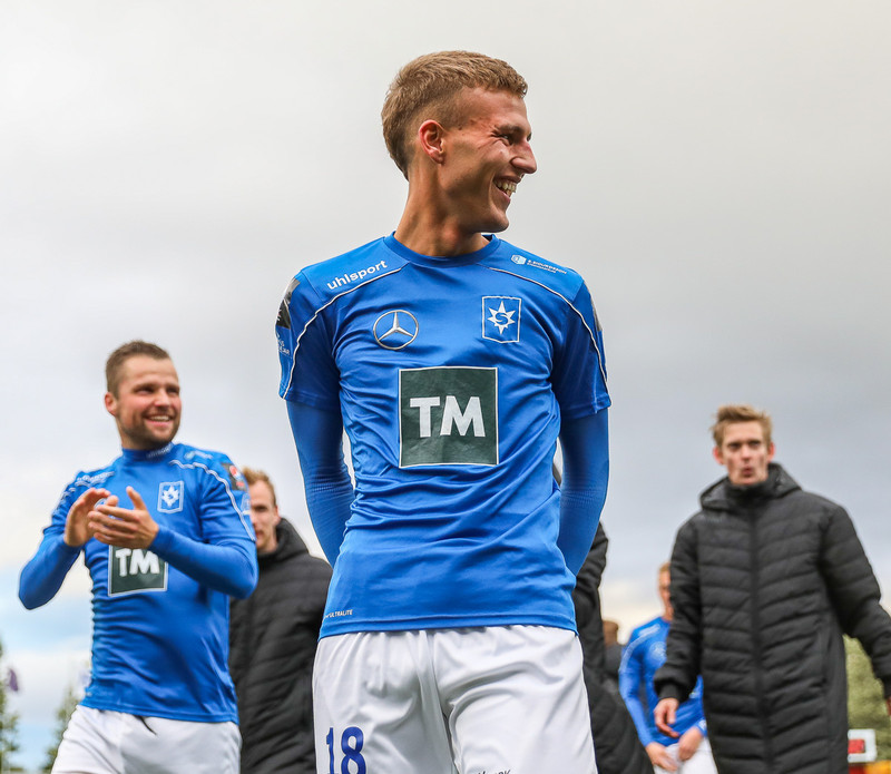 Sölvi Snær fagnar sigri á síðustu leiktíð
