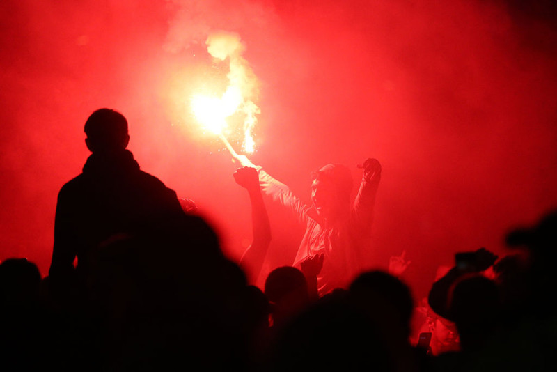Læti fyrir utan Anfield.