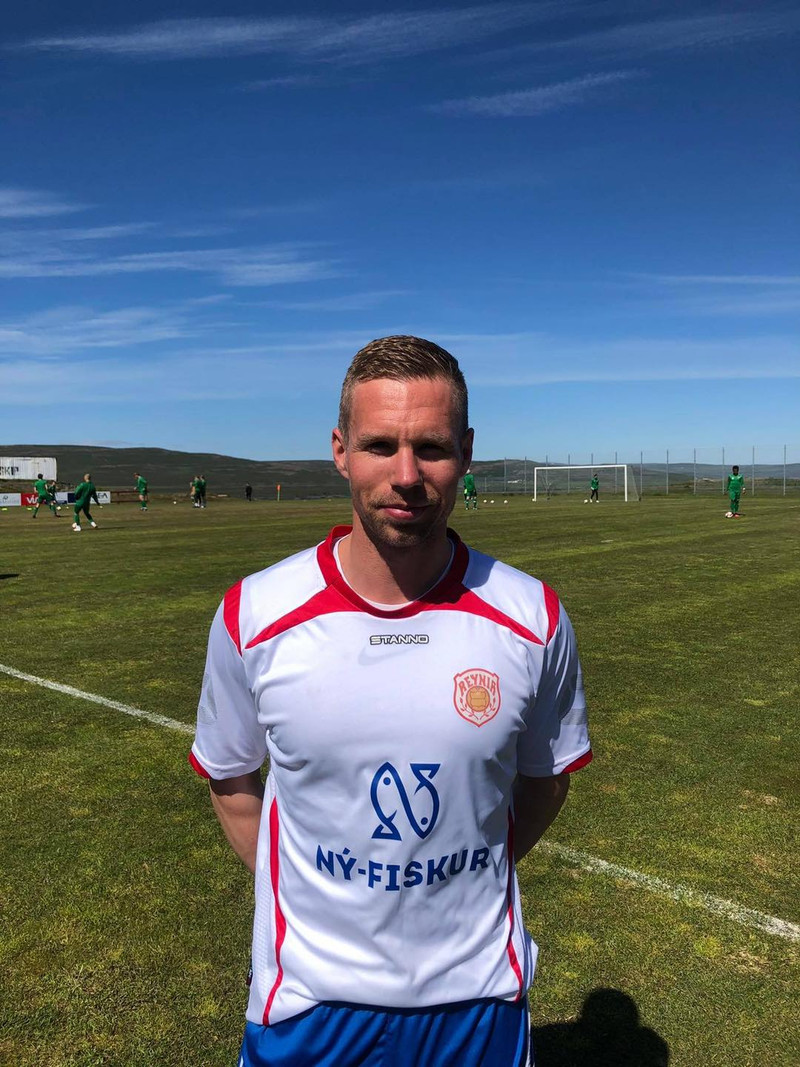 Magnús Sverrir skoraði mikilvægt mark fyrir Sandgerðinga.