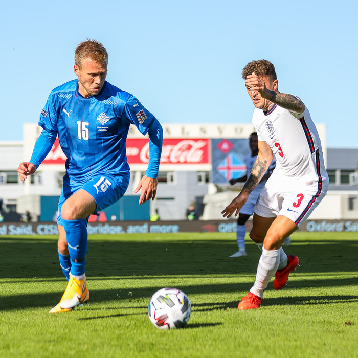 Jón Dagur í leik með Íslandi gegn Englandi.