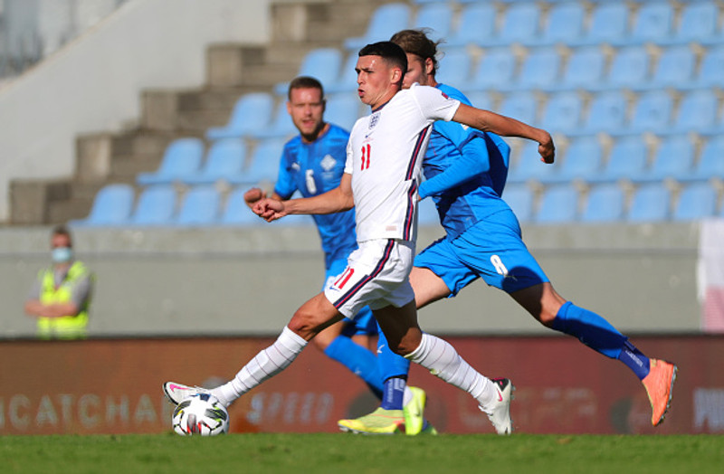 Phil Foden í leiknum á laugardaginn.
