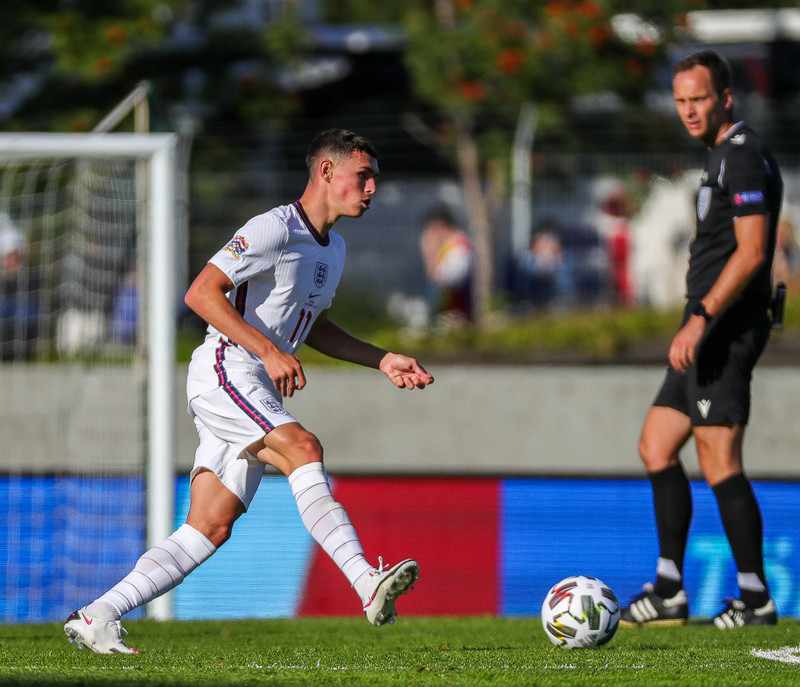 Phil Foden í leiknum gegn Íslandi á laugardaginn.
