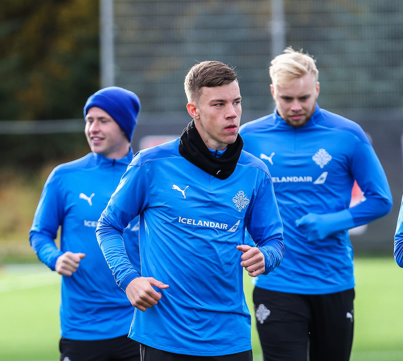 Andri Fannar Baldursson á æfingu með U21 landsliðinu.