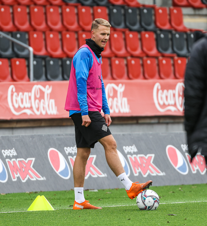 Ísak Óli Ólafsson á U21 landsliðsæfingu í haust