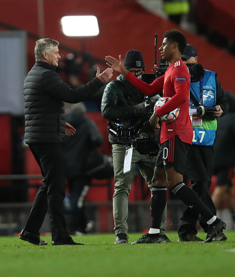 Ole Gunnar Solskjær og Marcus Rashford.