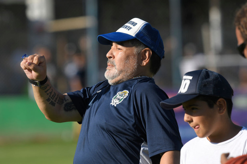 Diego Armando Maradona ásamt Benjamin Aguero Maradona.