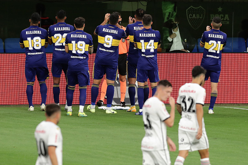 Leikmenn Boca Juniors fagna markinu.