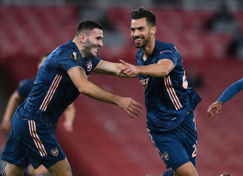 Pablo Mari fagnar marki sínu með Arsenal
