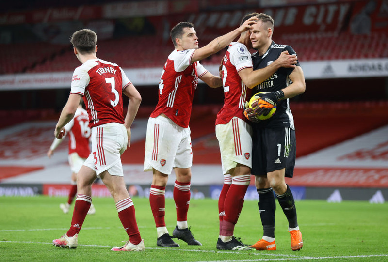 Bernd Leno varði meistaralega í fyrri hálfleik.