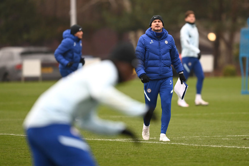 Lampard á æfingasvæði Chelsea.